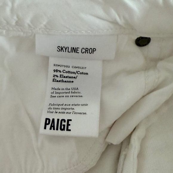 PAIGE Skyline Crop White Jeans Mid Rise Size 30 - Picture 3 of 4